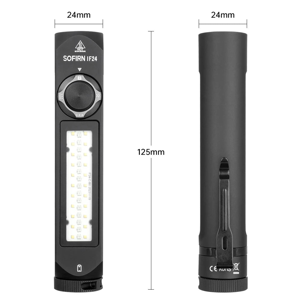 π¦ IF24 β 2000 Lumen RGB Tactical Flashlight (USB-C, Magnetic Tail, IP66)