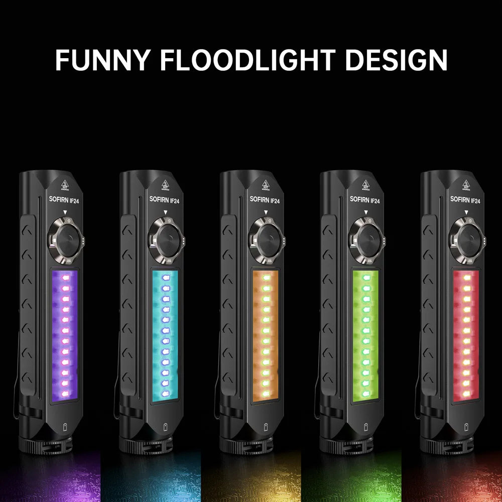 π¦ IF24 β 2000 Lumen RGB Tactical Flashlight (USB-C, Magnetic Tail, IP66)