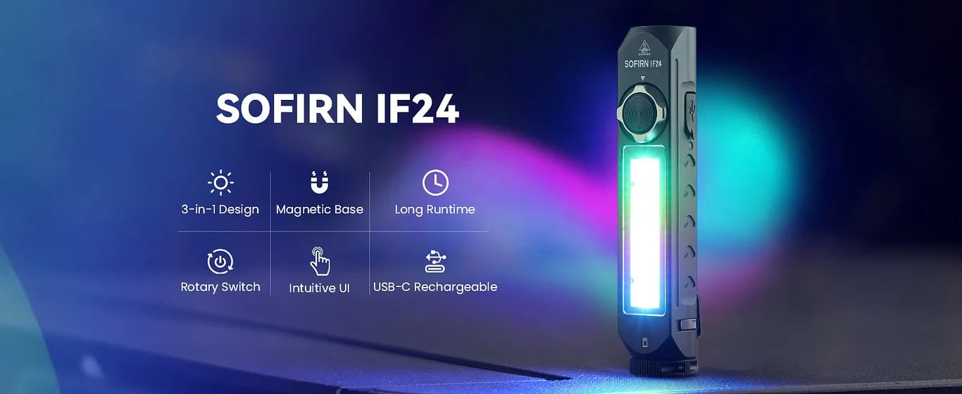 π¦ IF24 β 2000 Lumen RGB Tactical Flashlight (USB-C, Magnetic Tail, IP66)