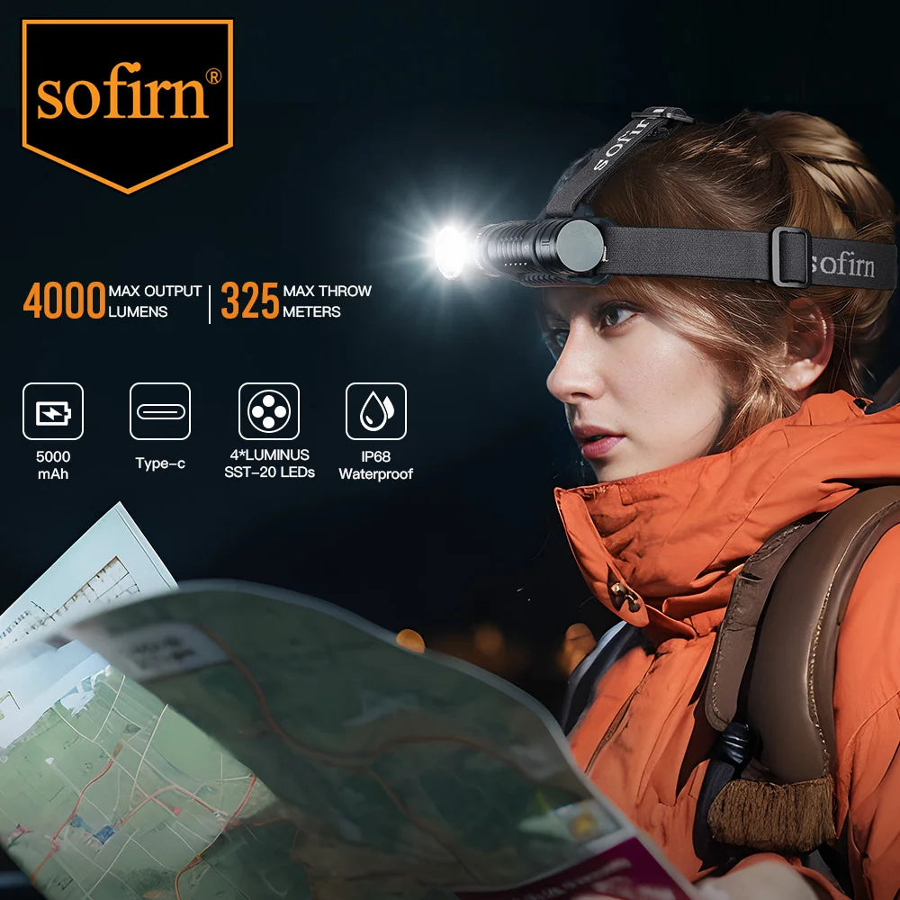 π¦ Sofirn HS41 Tactical Headlamp β 3 LEDs, 2000 Lumens, USB-C, 21700 Battery