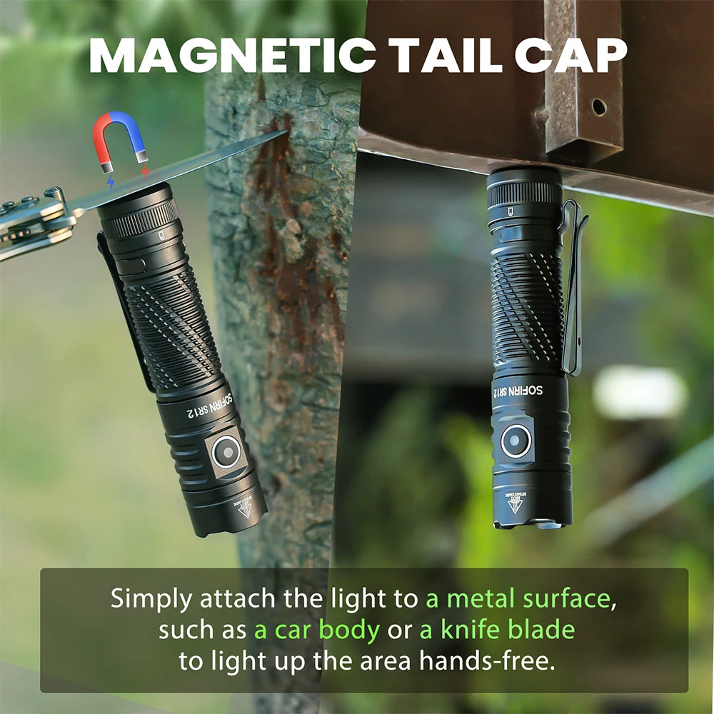 π¦ Sofirn SR12 Tactical LED Flashlight β 1450 Lumens, USB-C Rechargeable, IP68 Waterproof