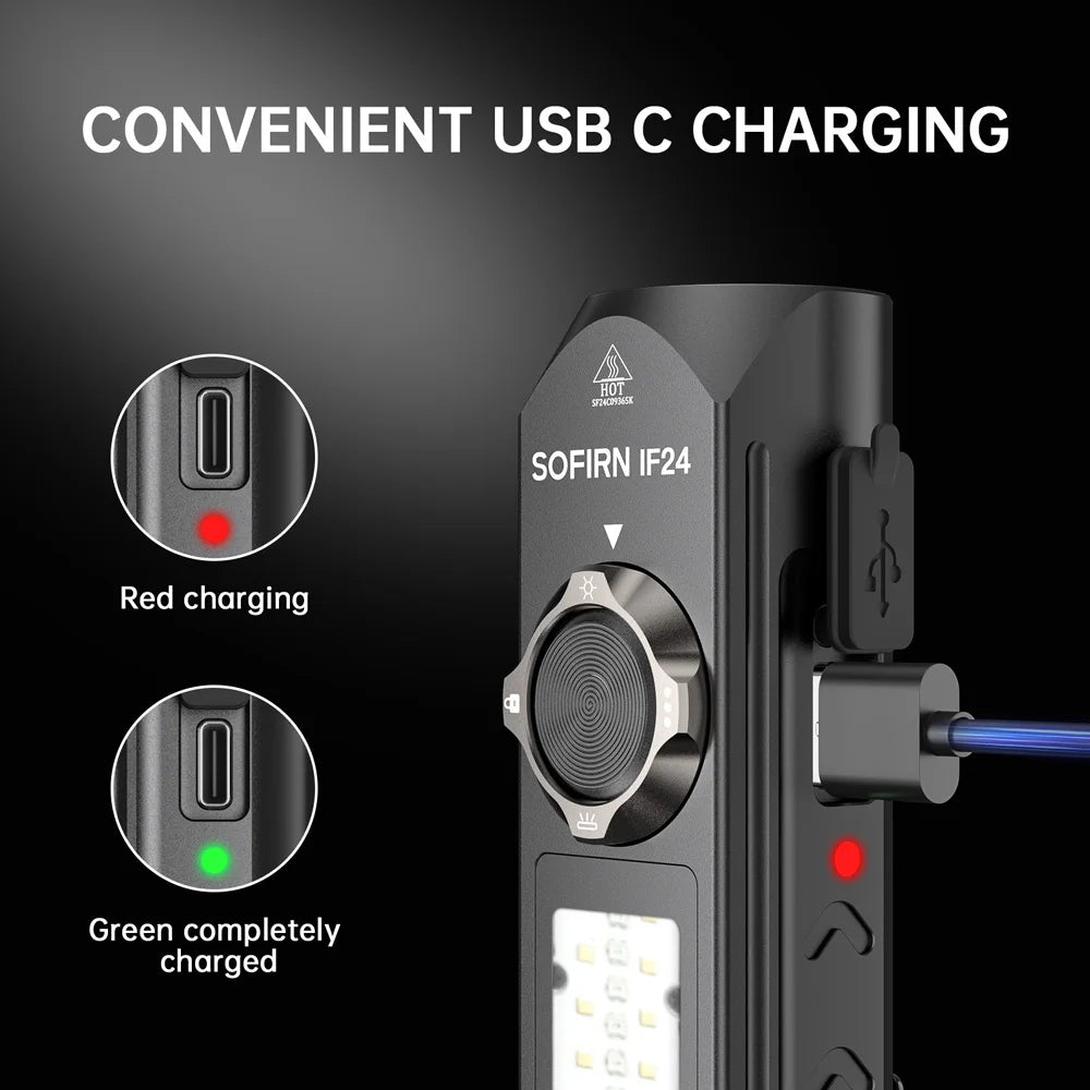 π¦ IF24 β 2000 Lumen RGB Tactical Flashlight (USB-C, Magnetic Tail, IP66)