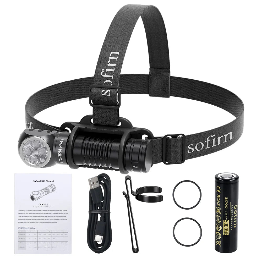 π¦ Sofirn HS41 Tactical Headlamp β 3 LEDs, 2000 Lumens, USB-C, 21700 Battery